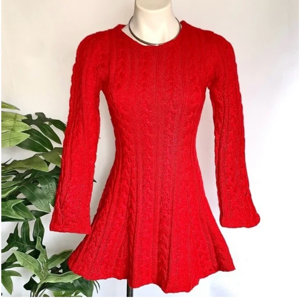 Hollister Cable Knit Fit & Flare Red Dress